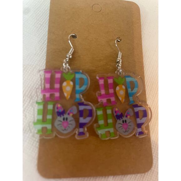 NEW Easter HOP Bunny Rabbit Earrings Dangle - Picture 3 of 3